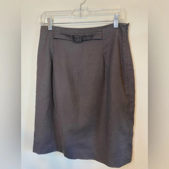 NWOT Rebecca Taylor|| Grey Pencil Skirt with buckle. Cotton and Linen. - Picture 1 of 6